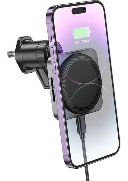 Hoco. HW15 Izgara Klipsli 15W Kablosuz Şarjlı Manyetik Magsafe Araç Tutucu - Siyah modelleri