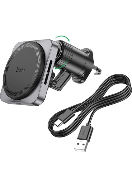 Hoco. HW15 Izgara Klipsli 15W Kablosuz Şarjlı Manyetik Magsafe Araç Tutucu - Siyah fırsatları