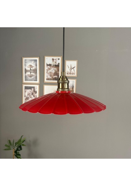 Risso Kırmızı Metal Büyük Avize Lale Başlık Tekli Rustik Cafe Modern Sarkıt Aydınlatma fırsatları