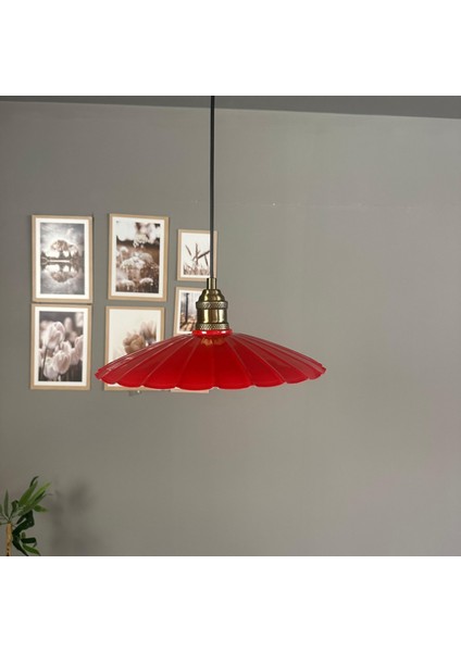 Risso Kırmızı Metal Büyük Avize Lale Başlık Tekli Rustik Cafe Modern Sarkıt Aydınlatma indirimleri