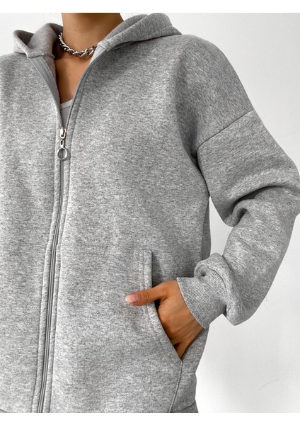 Kadın Oversize Fermuarlı Sweatshirt Hırka modelleri