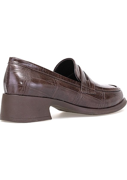 Elit PM161 K1066 Kadın Kroko Klasik Topuklu Ayakkabı Kahverengi fırsatları