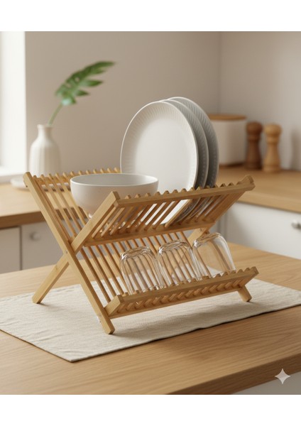 2 Katlı Bambu Katlanır Bulaşıklık ve Tabaklık, Bambu Bulaşıklık, Bambu Tabaklık modelleri