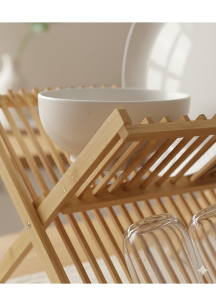 2 Katlı Bambu Katlanır Bulaşıklık ve Tabaklık, Bambu Bulaşıklık, Bambu Tabaklık indirimleri