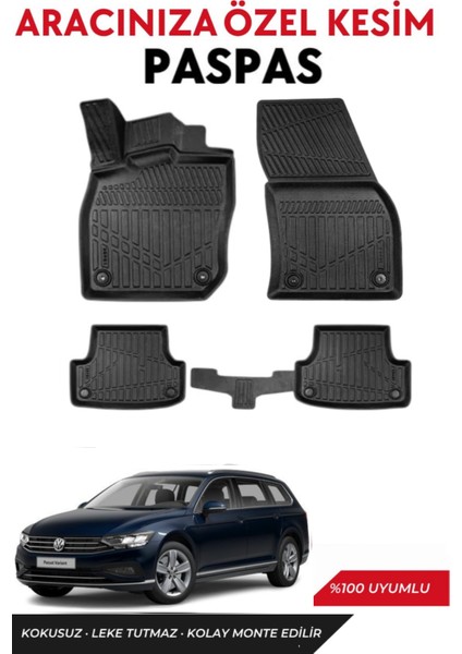 Volkswagen Passat B8 Variant 2022 Model Araca Özel Havuzlu Paspas Takım
