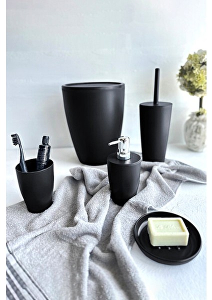 Pure Siyah Banyo Seti PVC Malzeme ile Şık ve Modern Tasarım 5'li Set fiyatları