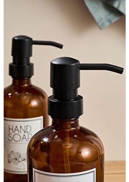 Sıvı Sabunluk 2'li Set Kapaklı Cam Malzeme Şık Tasarım Kahverengi Renk modelleri