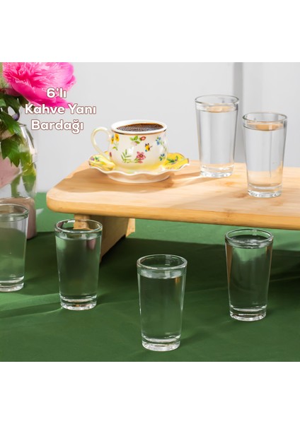 Glass 6591 Kahve Yanı Su Meşrubat Bardak Takımı 6lı Sunumluk Shot Bardağı Seti 100 cc