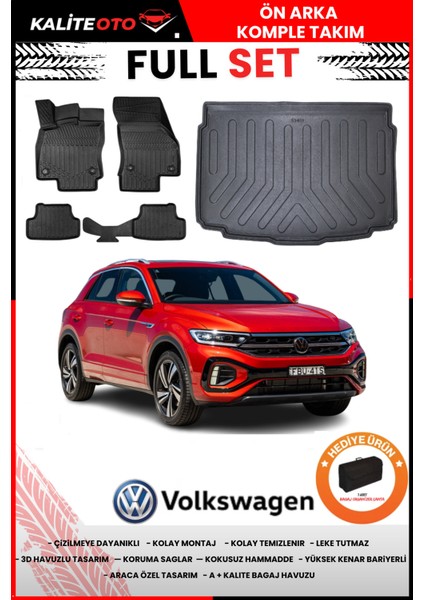 Volkswagen T-Roc 2018 Model Alt Bagaj Havuzu+Paspas Takımı Full Set+Hediyeli