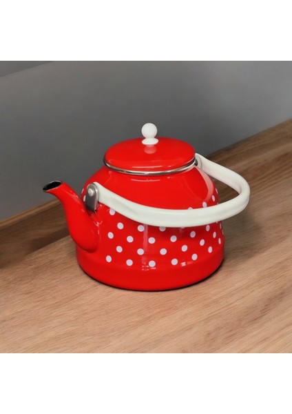 Emaye Çaydanlık 3,5 Litre Çinko Bitki Çayı Demliği Kırmızı Puantiyeli Çaydanlık fiyatları