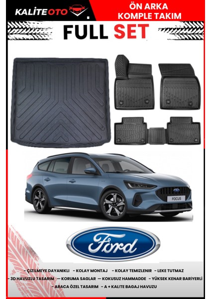 Ford Focus 5 Stw 2019 Model Üst Kısım Bagaj Havuzu+Paspas Takımı Full Set