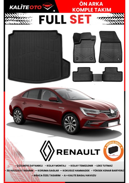 Renault Megane 4 Sedan 2022 Model Sağ Cepli Bagaj Havuzu+Paspas Takımı Full Set+Hediyeli