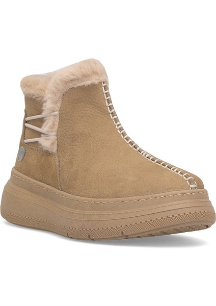 D25KB-1540 Kadın Hakiki Nubuk Deri Düz Bot Bej fiyatları