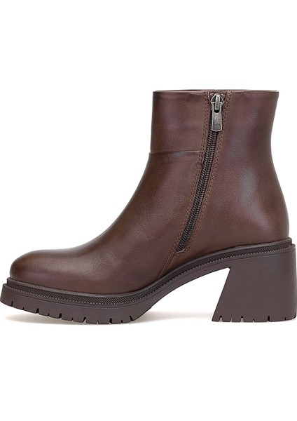 D25KB-8470 Kadın Hakiki Deri Topuklu Bot Kahverengi modelleri