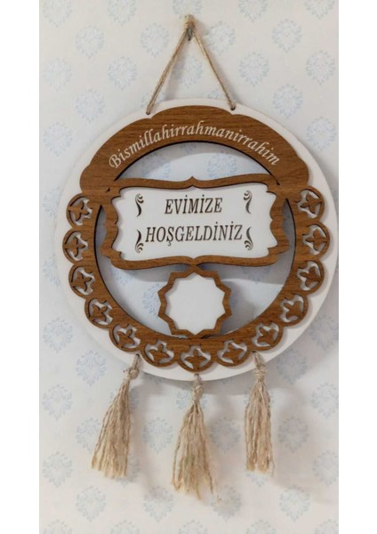 Evimize Hoşgeldiniz Yazılı Kapı Isimliği Kapı Süsü Duvar Süsü Ahşap Duvar Dekoru fiyatları