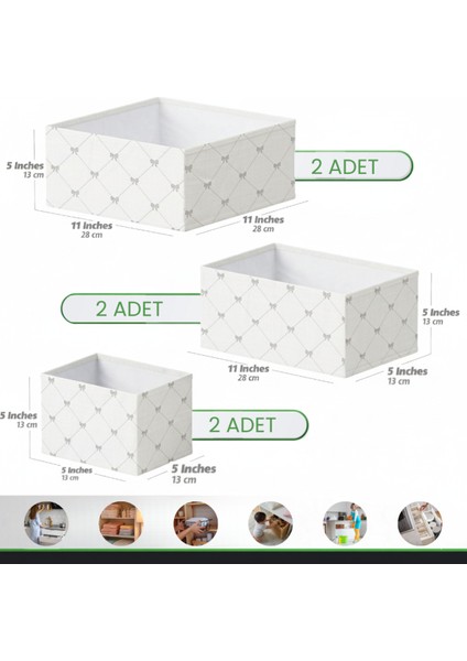 6'lı Çekmece Dolap Içi Düzenleyici Kutu Raf Set Bebek Eşyası Çocuk Odası Banyo Organizer/fiyonk fiyatları