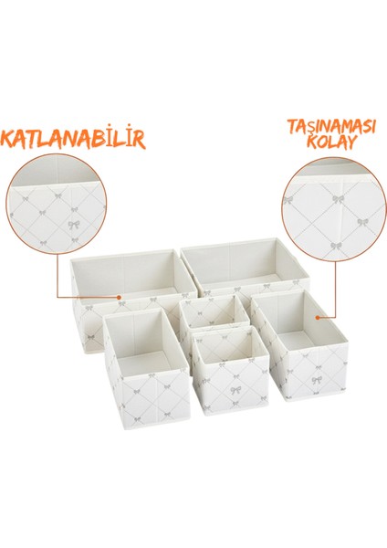 6'lı Çekmece Dolap Içi Düzenleyici Kutu Raf Set Bebek Eşyası Çocuk Odası Banyo Organizer/fiyonk fırsatları