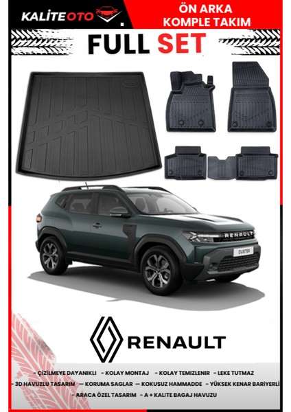 Renault Duster Full Hybrid 2025 Model Bagaj Havuzu+Paspas Takımı Full Set