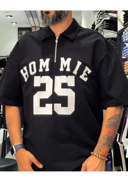 Hommie Baskılı Oversize Erkek Polo Yaka T-Shirt