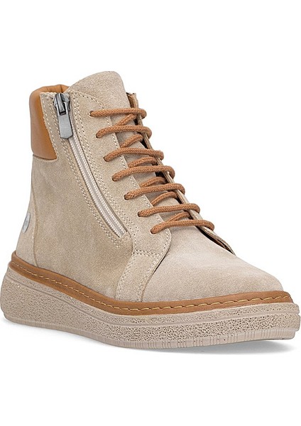 D25KB-1020 Kadın Hakiki Süet Deri Düz Bot Bej fiyatları