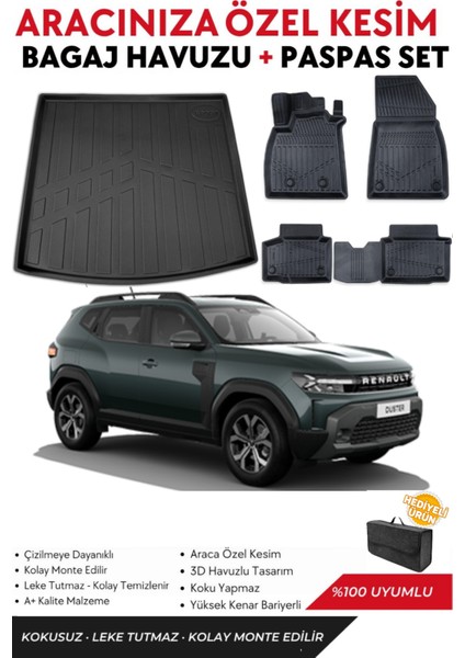 Renault Duster Mild Hybrid 2025 Model Bagaj Havuzu+Paspas Full Takım+Hediyeli