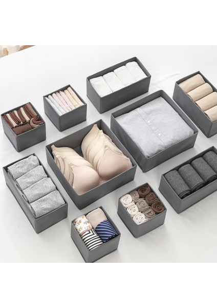 6'lı Çekmece Dolap Içi Düzenleyici Kutu Raf Set Bebek Eşyası Çocuk Odası Banyo Organizer/gri fiyatları