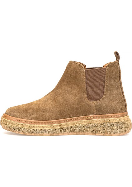 D25KB-1065 Kadın Hakiki Süet Deri Chelsea Bot Taba modelleri