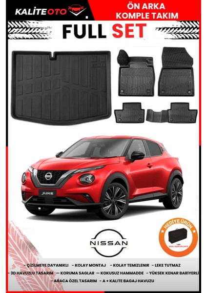 Nissan Juke 2022 Model Alt Bagaj Havuzu+Paspas Takımı Full Set+Hediyeli