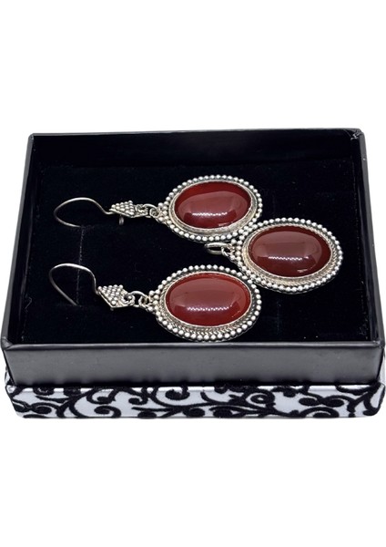 Authentic Büyük Akik Işıltılı Gümüş Set&takım fiyatları