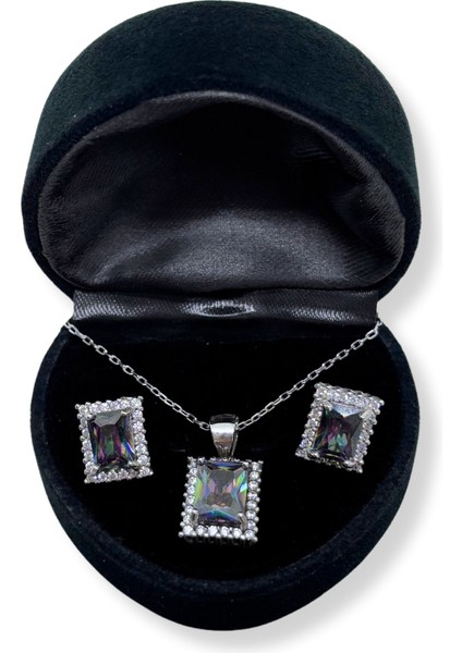 Alexandrite Işıltılı Gümüş Takım Seti