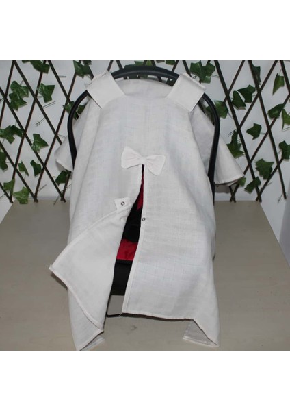 Müslin Kumaş Krem Rengi Puset Örtüsü %100 Pamuk Kum Rengi Bebek Puset Örtüsü Kelebek Detay Puset Örtüsü modelleri