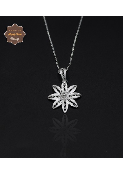 Çiçek Model 925 Ayar Saf Gümüş Telkari Kadın Kolye 201024646