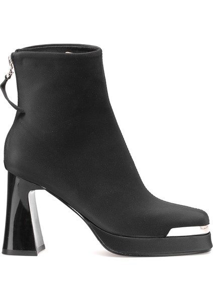 25K414-2 Kadın Hakiki Deri Topuklu Bot Siyah