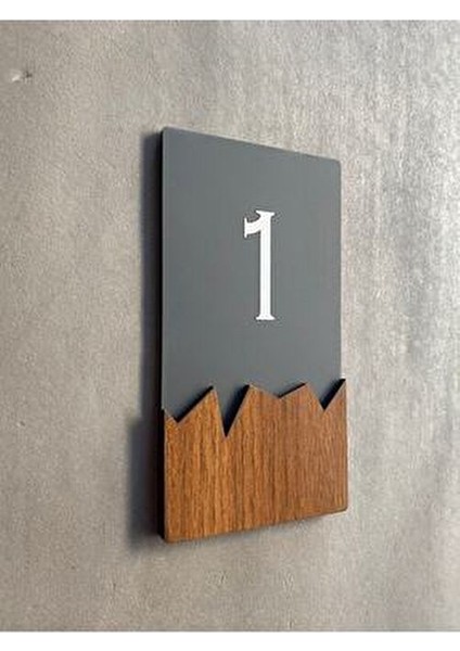 Wooden Serisi Dikey Kapı Numarası Antrasit Renk 8 x 18 cm Kolay Uygulama fiyatları