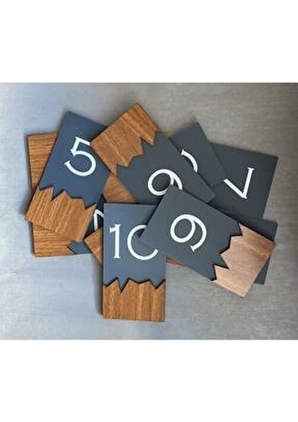 Wooden Serisi Dikey Kapı Numarası Antrasit Renk 8 x 18 cm Kolay Uygulama modelleri