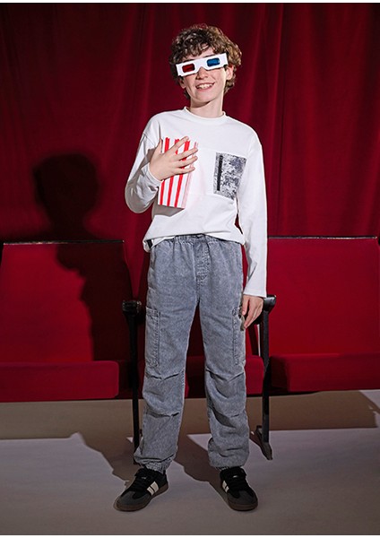 Gri Erkek Çocuk Kargo Pantolon 7564