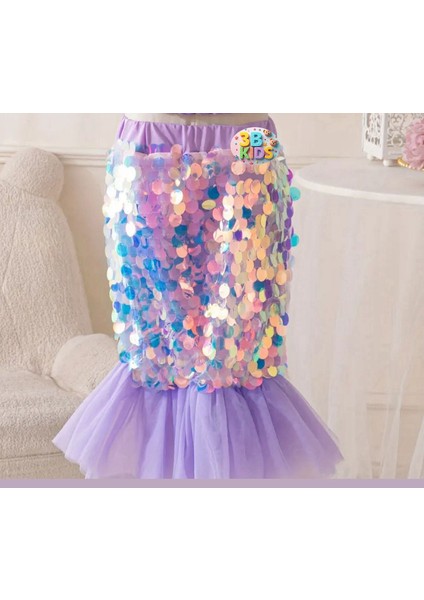 Deniz Kızı Kostüm Elbise Deniz Kızı Etek Deniz Kızı Bubble Saç (Mor-Pembe) Deniz Kızı Taç indirimleri