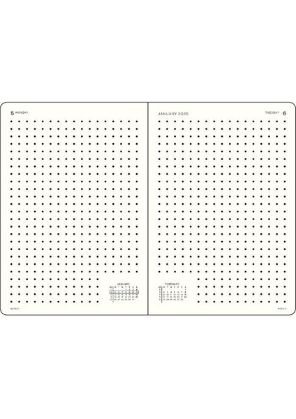 LEUCHTTURM1917 Orta Boy (A5) 12 Aylık Günlük Ajanda (Noktalı) 2026 Sert Kapak, Ingilizce, Siyah 372780 fiyatları