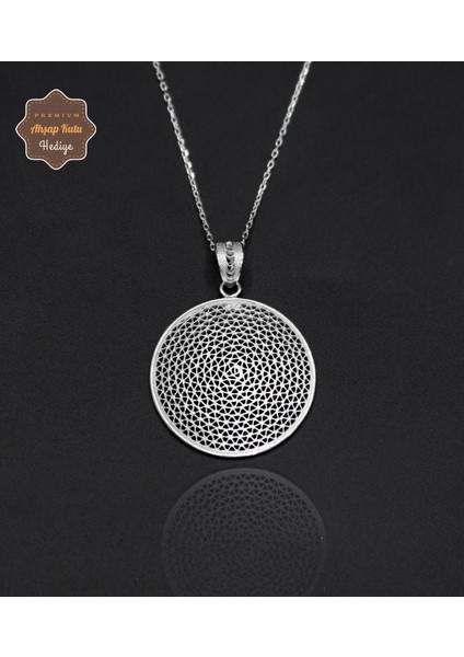 Büyük Halka Model 925 Ayar Saf Gümüş Telkari Kadın Kolye 201024652