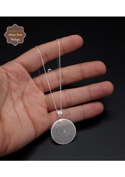 Büyük Halka Model 925 Ayar Saf Gümüş Telkari Kadın Kolye 201024652 modelleri