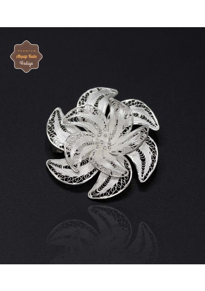 Rüzgar Gülü Model 925 Ayar Gümüş Saf Süper Telkari Broş 201024621