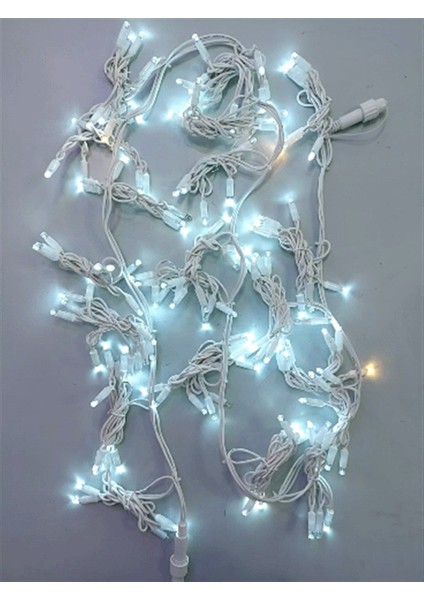 Yılbaşı LED Işık Ip LED 10 mt Beyaz + Günışığı Parıltılı Dış Mekan IP65 Eklenebilir 220V