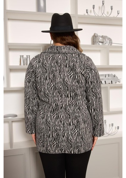 Zebra Desenli Büyük Beden Ceket Gri fırsatları