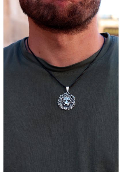 Aslan Yelesi Tasarım 925 Ayar Gümüş Erkek Kolye 201024602 modelleri