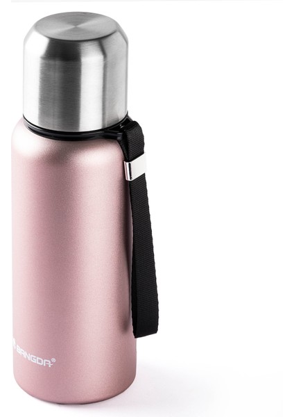 Pembe Çift Katmanlı Süzgeçli Paslanmaz Çelik Termos 600ML