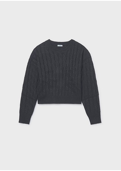 Siyah Kız Çocuk Örgü Kazak 7309