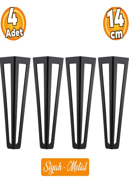 Ovit Metal Siyah 14CM Mobilya Koltuk Kanepe Konsol Tv Ünitesi Yükseltici Ayağı Ayakları 4 Adet