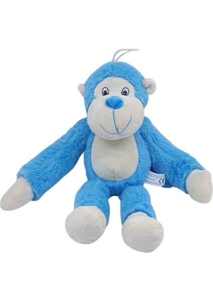 Peluş Maymun 40 cm - Yumuşak Peluş - G5501 - Mavi (Lisinya)