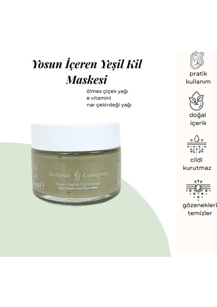 Doğal Yosun&Yeşil Kil Maskesi-Canlı Görünüm ve Temiz Gözenekler