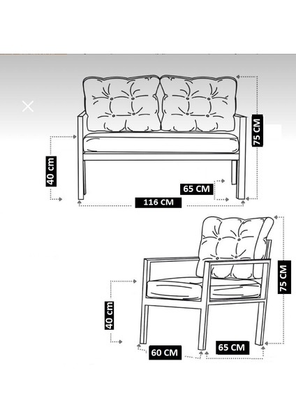 Serdem-(Eco)-2-1-1- Metal Bahçe Balkon Takımı Mobilya Grubu(Krem) fırsatları